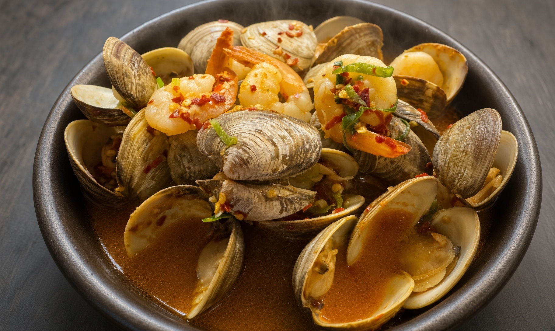 Steamed Shrimp and Lily Clams